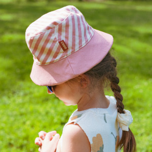 Bob bébé et enfant réversible anti-UV "Rayures Roses"