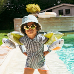 Bob bébé et enfant réversible anti-UV "Rayures Vert Sauge"