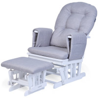Fauteuil à bascule d'allaitement avec repose-pied en bois "Canvas Gris"