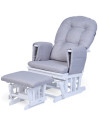 Fauteuil à bascule d'allaitement avec repose-pied en bois "Canvas Gris"