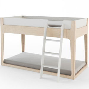 Lit junior mezzanine en bois Perch Nest "Blanc/Bouleau" 90x200