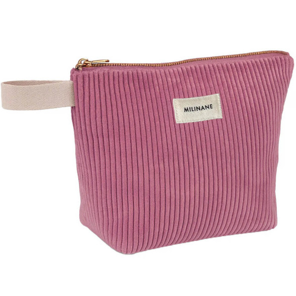 Trousse de toilette en velours côtelé Jeanette "Rose Nude"