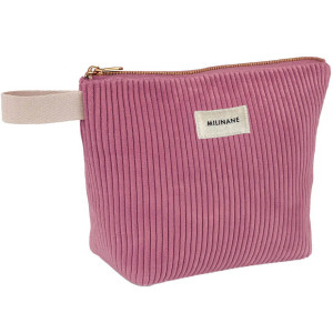Trousse de toilette en velours côtelé Jeanette "Rose Nude" Milinane