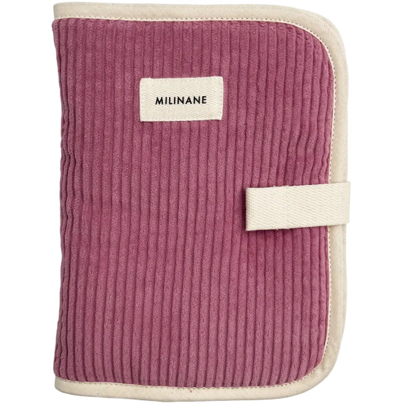 Protège carnet de santé en velours côtelé Edgar "Rose Nude"