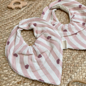 Bavoirs bandana en mousseline de coton bio et éponge Mael "Candy Cane" Milinane