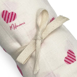 1 maxi-lange en gaze de coton Gaspard "Sweetheart" (110x110 cm) Milinane