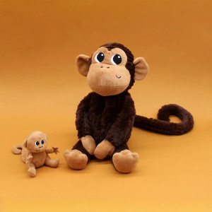 Peluche Ptipotos Singe Maman + Bébé "Chocolat" Déglingos