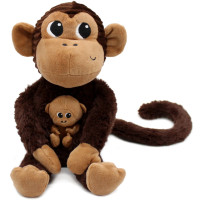 Peluche Ptipotos Singe Maman + Bébé "Chocolat" (26 cm)