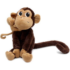 Peluche Ptipotos Singe Maman + Bébé "Chocolat" Déglingos