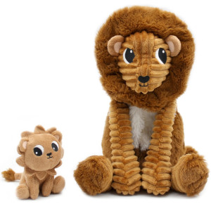 Peluche Ptipotos Lion Papa + Bébé "Cassonnade" Déglingos