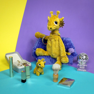 Peluche Ptipotos Girafe Maman + Bébé "Jaune Moutarde" (30 cm)