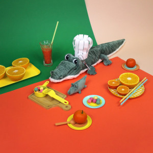 Peluche Ptipotos Crocodile Maman + Bébé "Vert" (60 cm) Deglingos