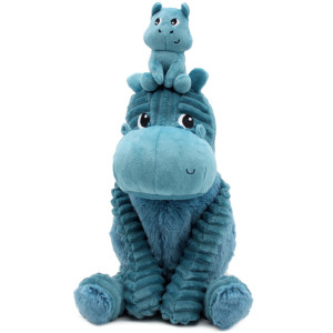 Peluche Ptipotos Hippopotame Maman + Bébé "Bleu" (27 cm)