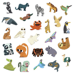 Gommettes "Animaux exotiques" (x100) Janod