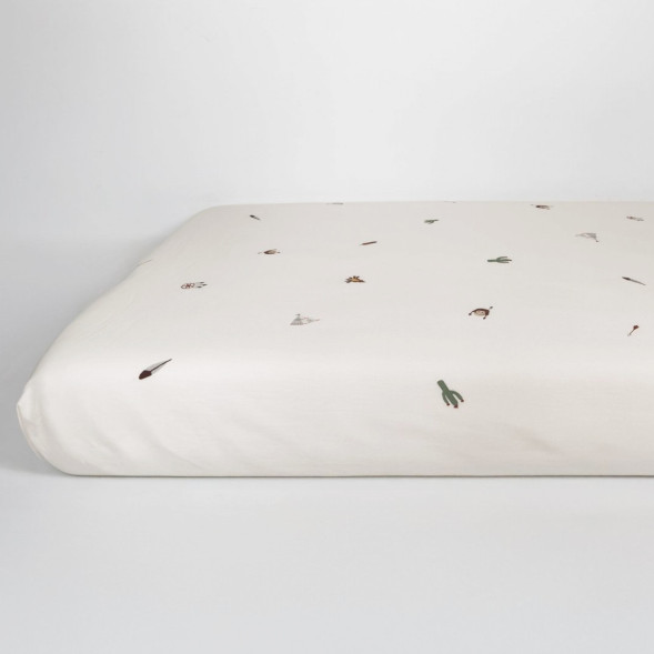 Drap housse 60x120 en coton bio "Petites Plumes"