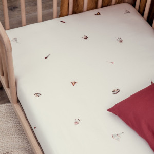 Drap housse 70x140 en coton bio "Petites Plumes" Kadolis