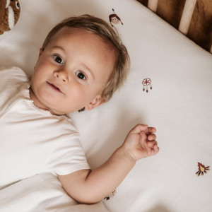 Drap housse 70x140 en coton bio "Petites Plumes" Kadolis