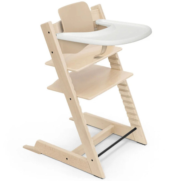 Chaise Haute Tripp Trapp "Naturel" en bois de hêtre + Baby Set + Plateau