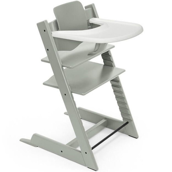 Chaise Haute Tripp Trapp "Vert Glacier" en bois de hêtre + Baby Set + Plateau