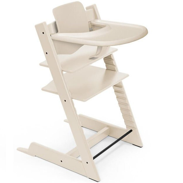 Chaise Haute Tripp Trapp "Blanc Vanille" en bois de hêtre + Baby Set + Plateau