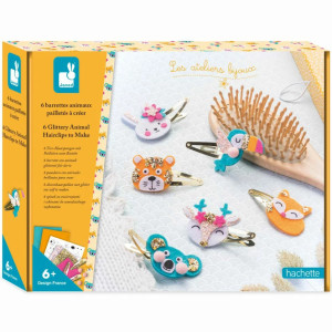 Kit Créatif "6 barrettes animaux pailletés à créer"