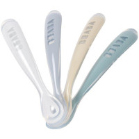Set de 4 cuillères bébé en silicone 1er âge "Galet/Argile"