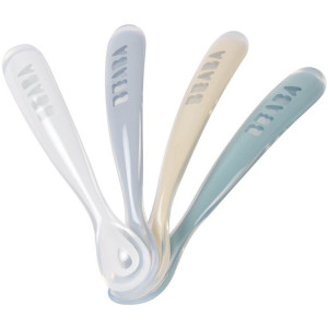 Set de 4 Pré-cuillères bébé en silicone 1er âge "Galet/Argile"