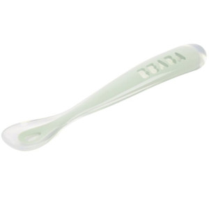 Cuillère bébé en silicone 1er âge "Vert de Gris" Beaba