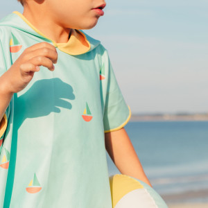 Poncho de plage microfibre enfant "Bleu Banane" (1-6 ans) Quut