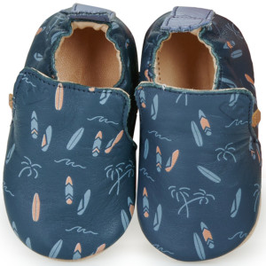 Chaussons bébé en cuir My Blublu "Marine Surf" Easy Peasy