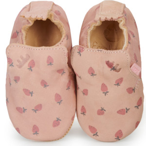Chaussons bébé en cuir My Blublu "Nude Fraise"