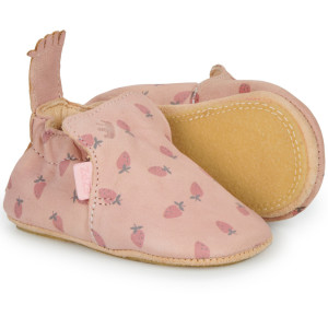 Chaussons bébé en cuir My Blublu "Nude Fraise"