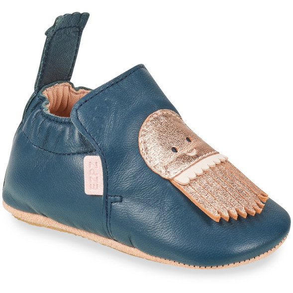 Chaussons bébé en cuir My Blublu "Meduse Denim"
