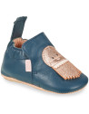 Chaussons bébé en cuir My Blublu "Meduse Denim"