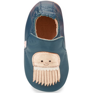 Chaussons bébé en cuir My Blublu "Meduse Denim" Easy Peasy