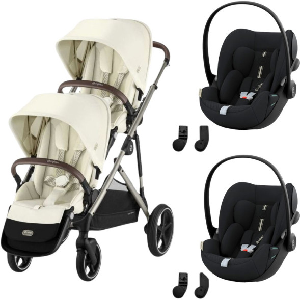  Poussette jumeaux Gazelle S2 "Seashell Beige" + 2 Cloud G3 PLUS