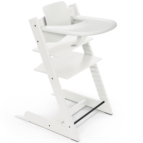 Chaise Haute Tripp Trapp "Blanc" en bois de hêtre + Baby Set + Plateau