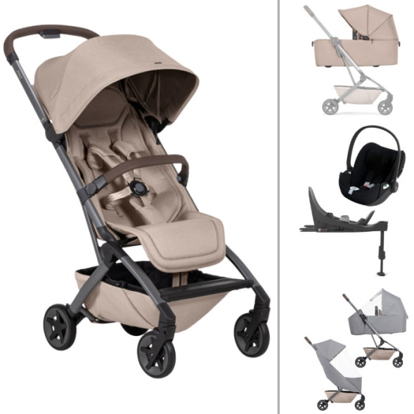  Poussette Joolz Aer2 "Sandy Taupe" + Nacelle + Cybex Cloud T + Base T + Arceau de Maintien + Protections Pluie