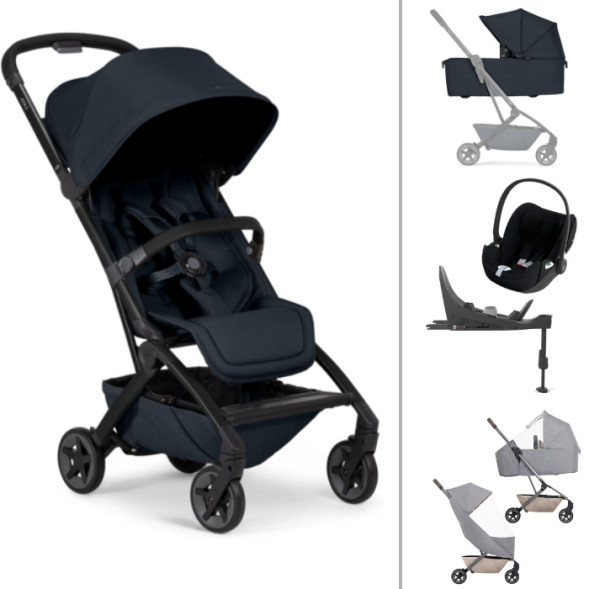  Poussette Joolz Aer2 "Dark Navy Blue" + Nacelle + Cybex Cloud T + Base T + Arceau de Maintien + Protections Pluie