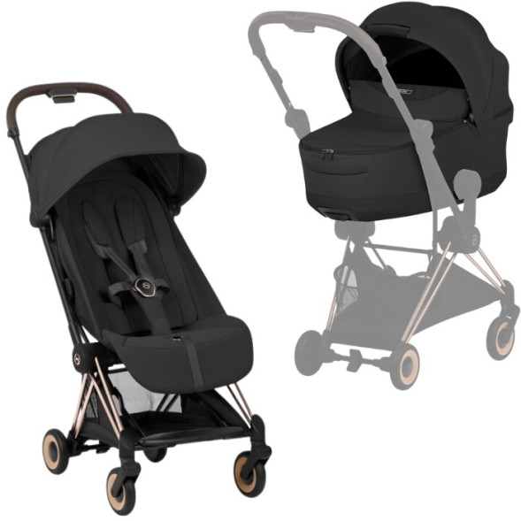  Poussette COYA Style Rosegold "Sepia Black" + Nacelle LUXE (2026)