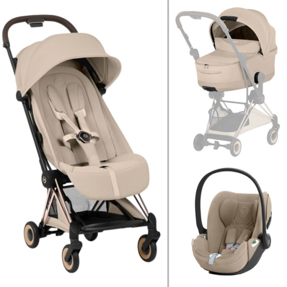  Poussette COYA Style Rosegold "Cozy Beige" + Nacelle LUXE + Cloud T (2026)