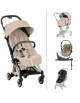  Poussette COYA Style Rosegold "Cozy Beige" + Nacelle LUXE + Cloud T Plus + Base T + Habillage Pluie + Garde-corps
