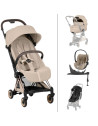  Poussette COYA Style Rosegold "Cozy Beige" + Nacelle LUXE + Cloud T Plus + Base T + Habillage Pluie + Garde-corps