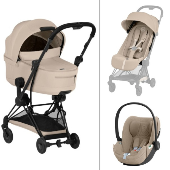  Poussette COYA Confort Matt Black "Cozy Beige" + Nacelle pliable LUXE + Cloud T Plus (2026)