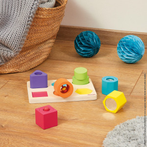 Puzzle bébé 6 cubes sensoriels "I wood" en bois (1-3 ans) Janod