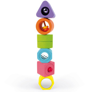 Puzzle bébé 6 cubes sensoriels "I wood" en bois (1-3 ans) Janod