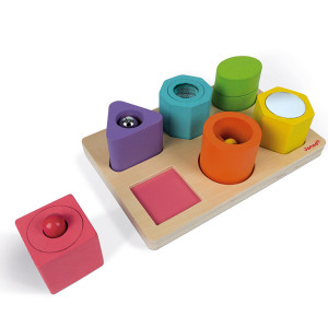 Puzzle bébé 6 cubes sensoriels "I wood" en bois (1-3 ans) Janod