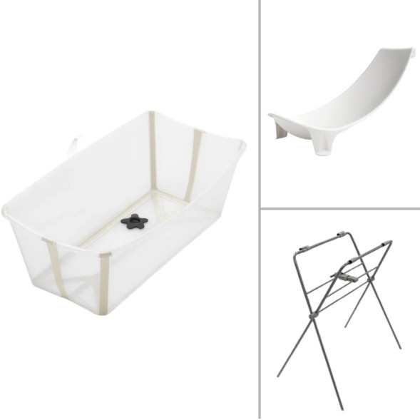 Baignoire bébé pliable Flexi Bath "Beige Sable" + Hamac + Support