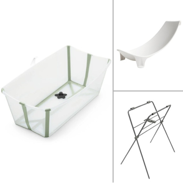 Baignoire bébé pliable Flexi Bath "Sauge" + Hamac + Support