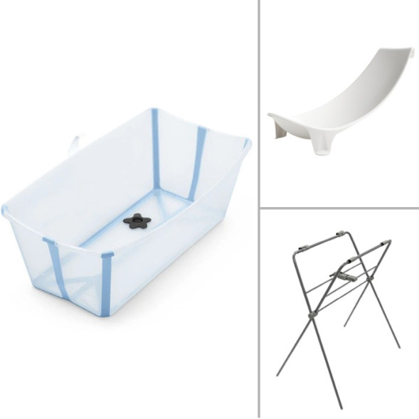 Baignoire bébé pliable Flexi Bath "Ocean Blue" + Hamac + Support